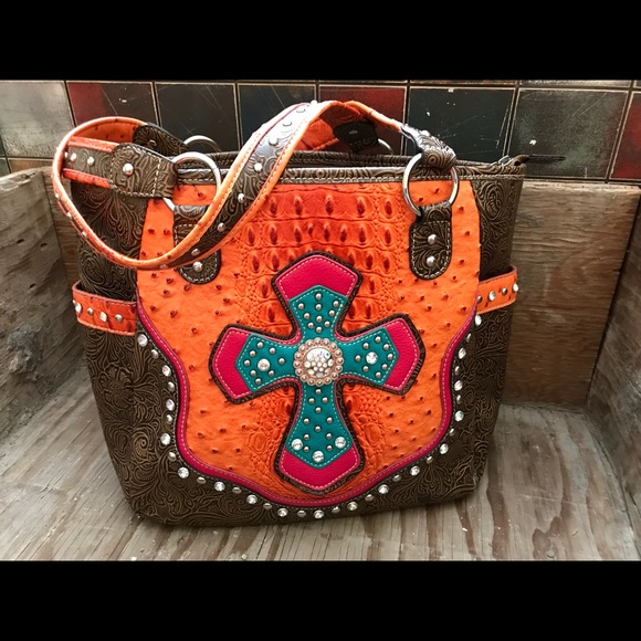blazzin Roxx Handbags - New Blazin Roxx ostrich print orange purse